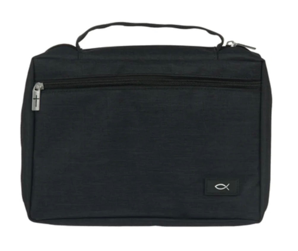 Bible Cover - Large - Fish Emblem - Black
