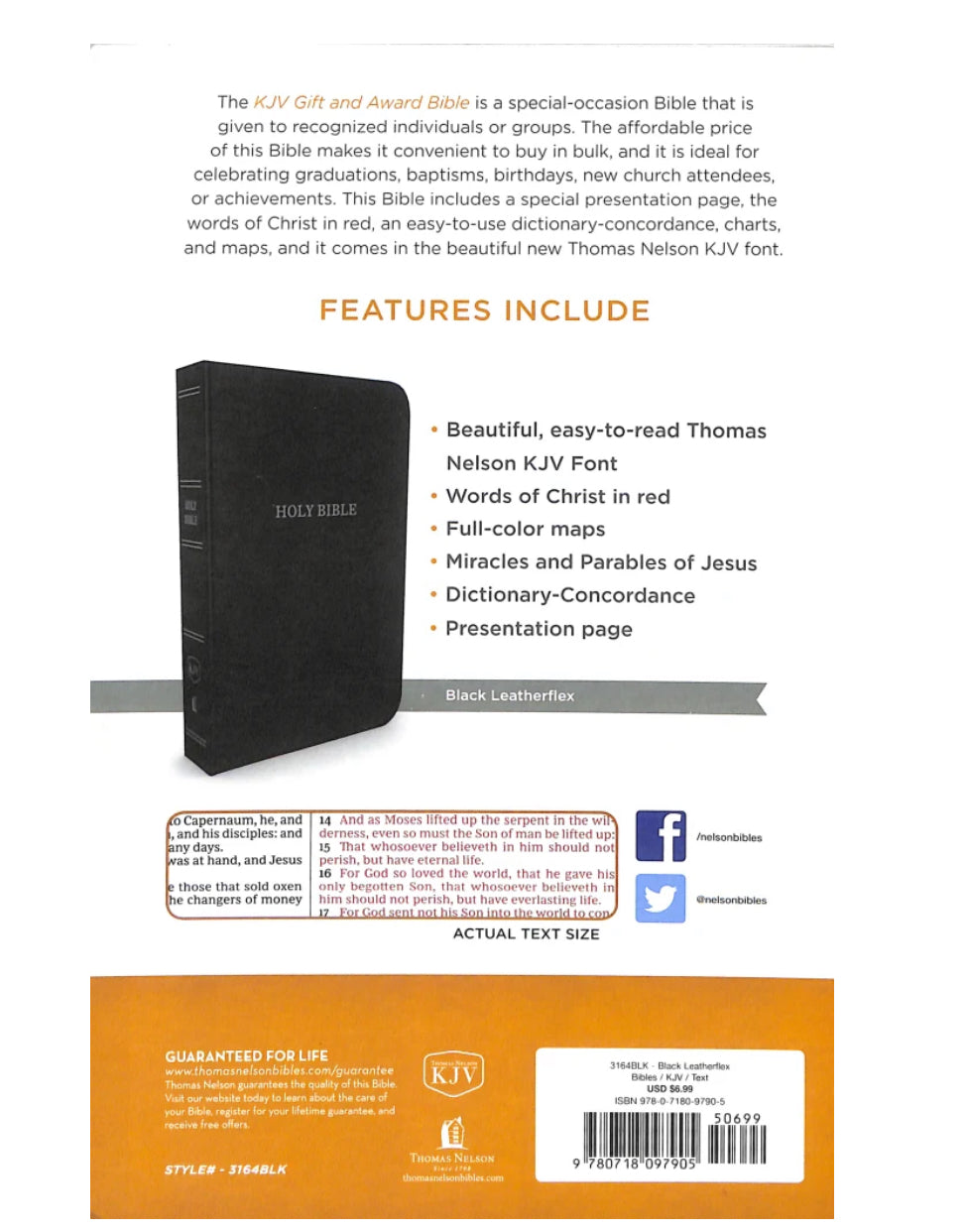 KJV Gift and Award Bible Black (Red Letter Edition)