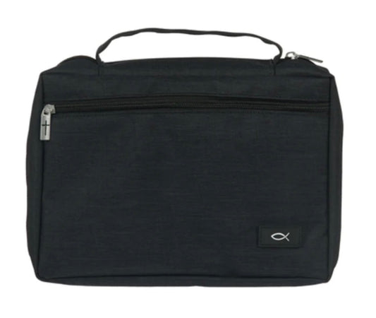 Bible Cover - Large - Fish Emblem - Black